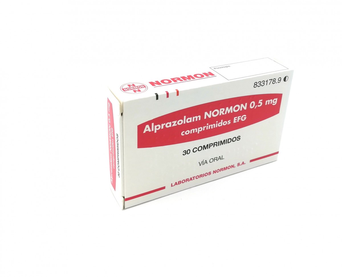ALPRAZOLAM NORMON 0,5 mg COMPRIMIDOS EFG, 30 comprimidos fotografía del envase.