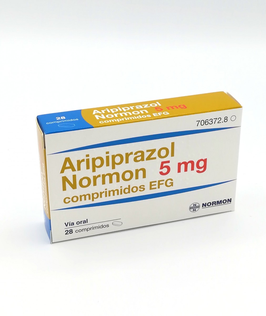 ARIPIPRAZOL NORMON 5 MG COMPRIMIDOS EFG , 100 comprimidos fotografía del envase.