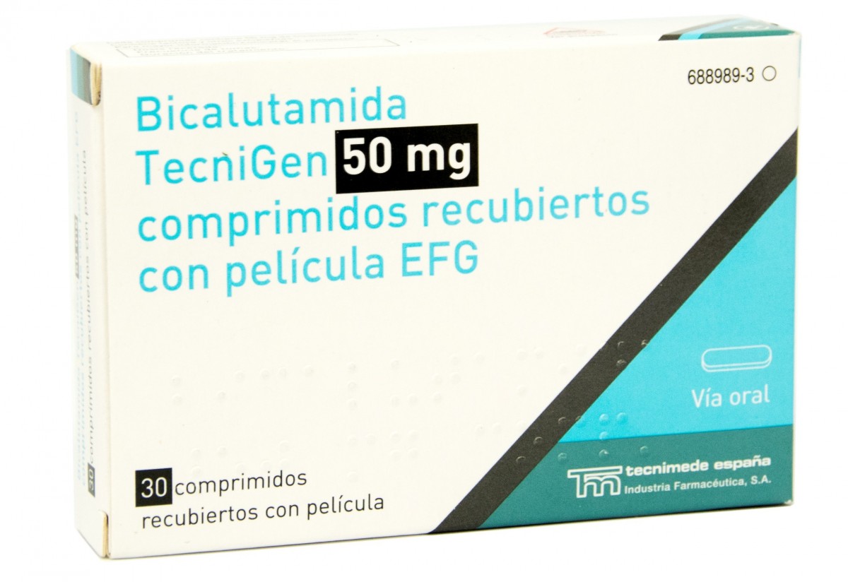 BICALUTAMIDA TECNIGEN 50 mg COMPRIMIDOS RECUBIERTOS CON PELICULA EFG, 30 comprimidos fotografía del envase.