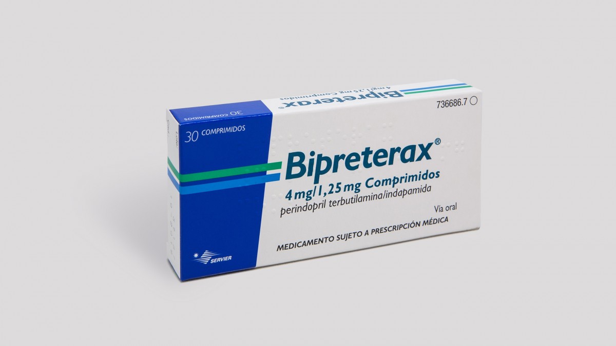 BIPRETERAX 4 mg/1,25 mg COMPRIMIDOS , 30 comprimidos fotografía del envase.