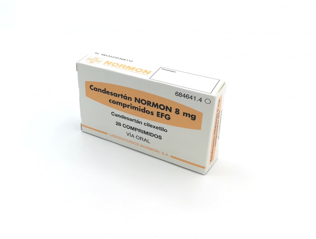 CANDESARTAN NORMON 8 mg COMPRIMIDOS EFG, 30 comprimidos fotografía del envase.
