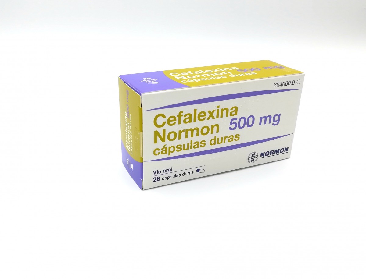 CEFALEXINA NORMON 500 mg CAPSULAS DURAS, 500 cápsulas fotografía del envase.