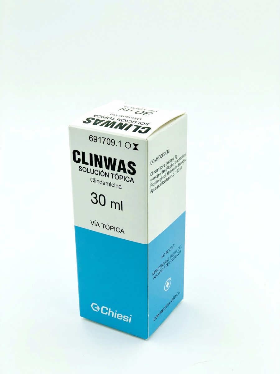 CLINWAS SOLUCION TOPICA, 1 frasco de 30 ml fotografía del envase.