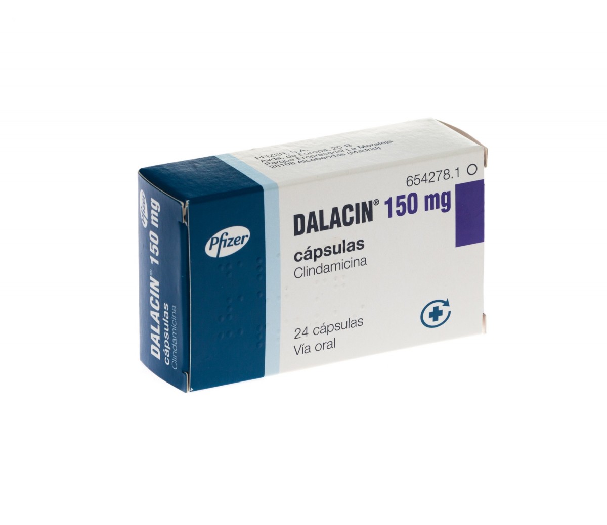DALACIN 150 mg CAPSULAS DURAS , 24 cápsulas fotografía del envase.