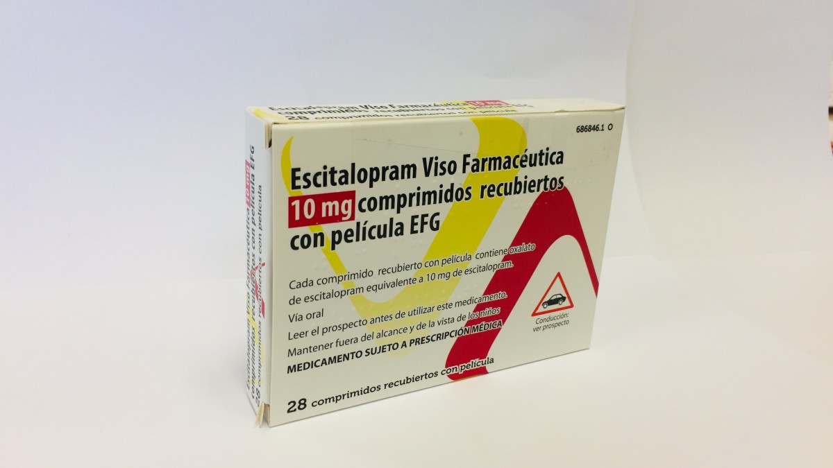 ESCITALOPRAM VISO FARMACEUTICA 10 MG COMPRIMIDOS RECUBIERTOS CON PELICULA EFG , 28 comprimidos (Al/Al) fotografía del envase.