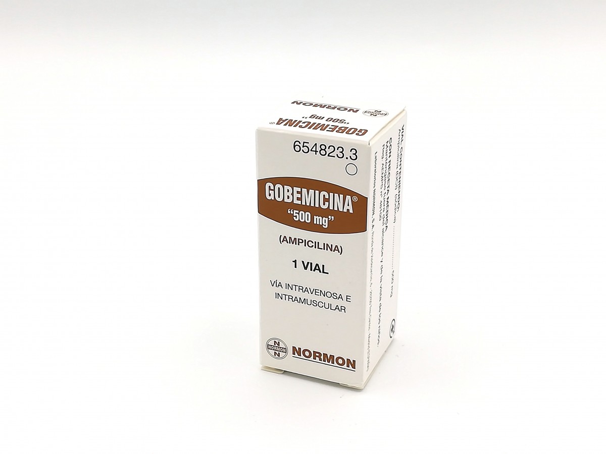 GOBEMICINA 500 mg INYECTABLE, 1 vial fotografía del envase.