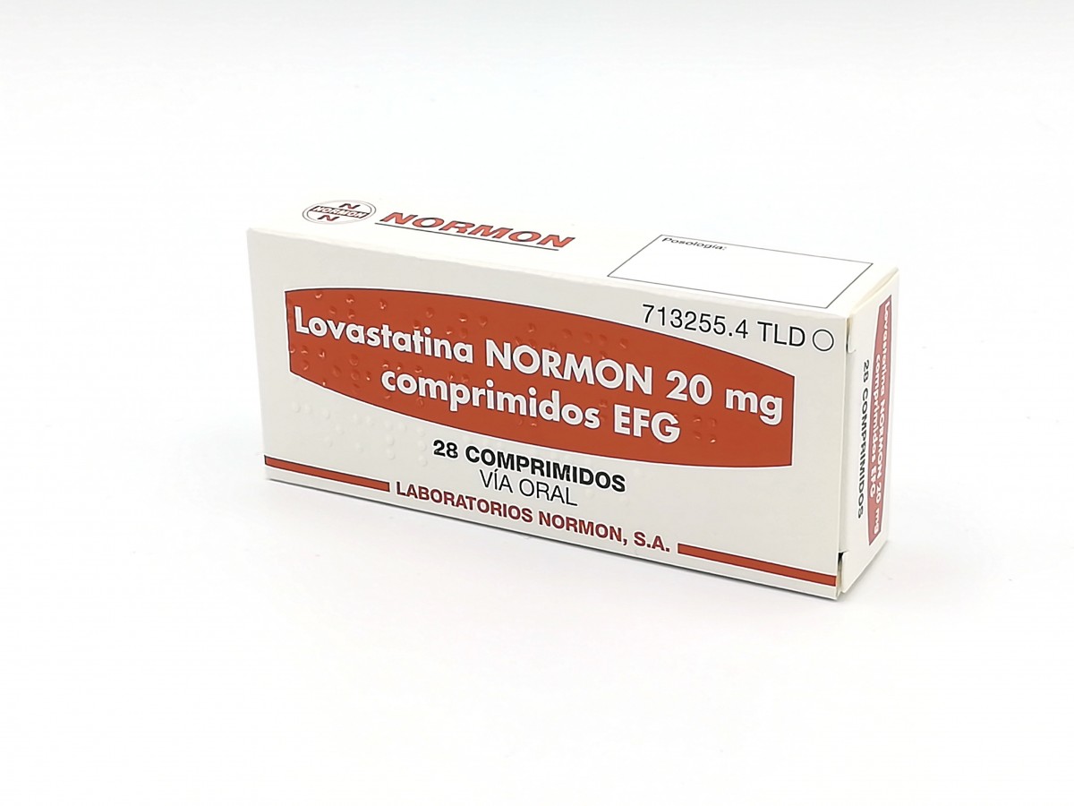 LOVASTATINA NORMON 20 mg COMPRIMIDOS EFG, 28 comprimidos fotografía del envase.