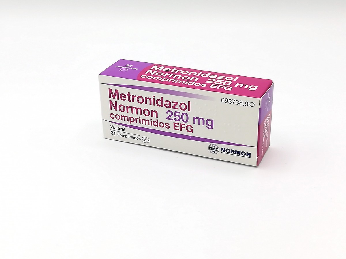 METRONIDAZOL NORMON 250 mg COMPRIMIDOS EFG, 20 comprimidos fotografía del envase.