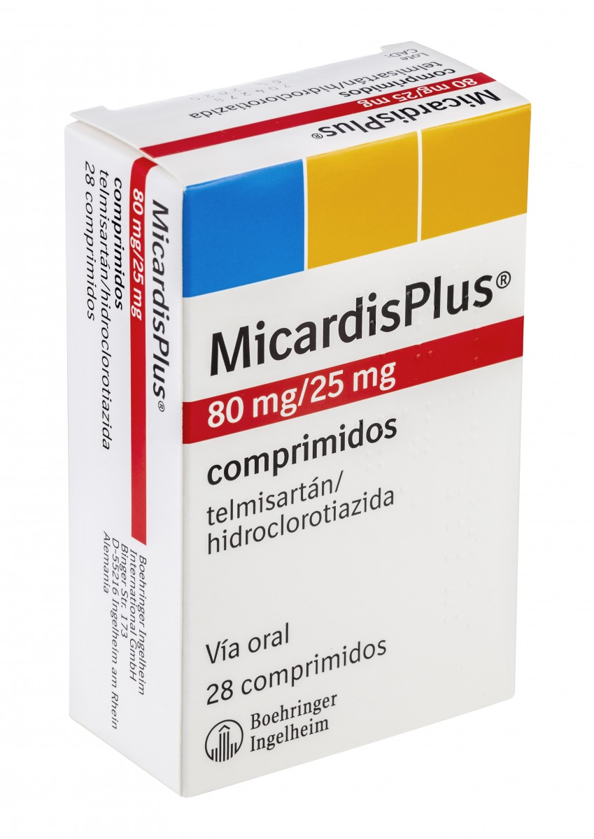 MICARDISPLUS 80 mg/25 mg COMPRIMIDOS, 28 comprimidos fotografía del envase.