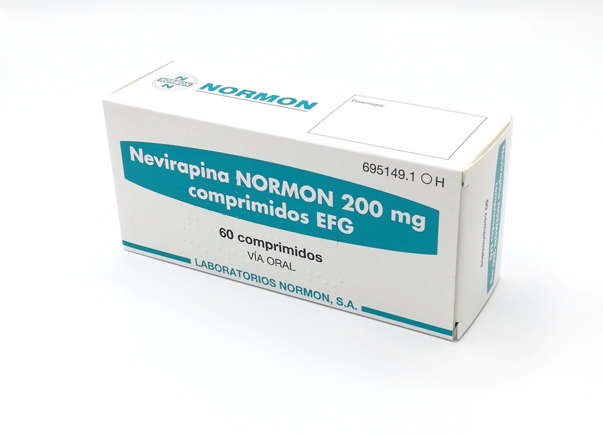 NEVIRAPINA NORMON 200 MG COMPRIMIDOS EFG, 60 comprimidos fotografía del envase.