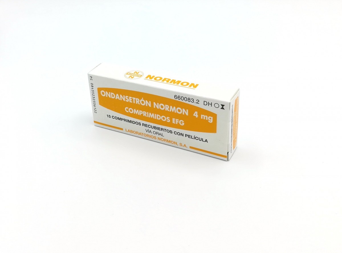 ONDANSETRON NORMON 4 mg COMPRIMIDOS RECUBIERTOS CON PELICULA EFG, 6 comprimidos fotografía del envase.