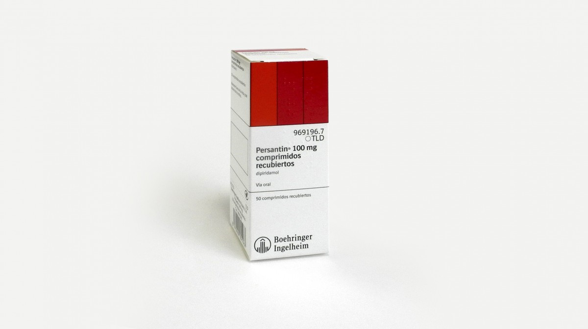 PERSANTIN 100 mg COMPRIMIDOS RECUBIERTOS, 50 comprimidos fotografía del envase.