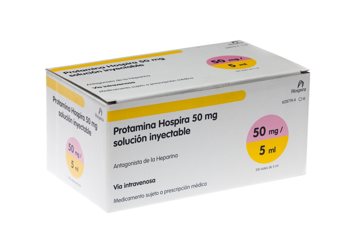 PROTAMINA HOSPIRA 10 mg/ml SOLUCION INYECTABLE , 1 vial de 5 ml fotografía del envase.