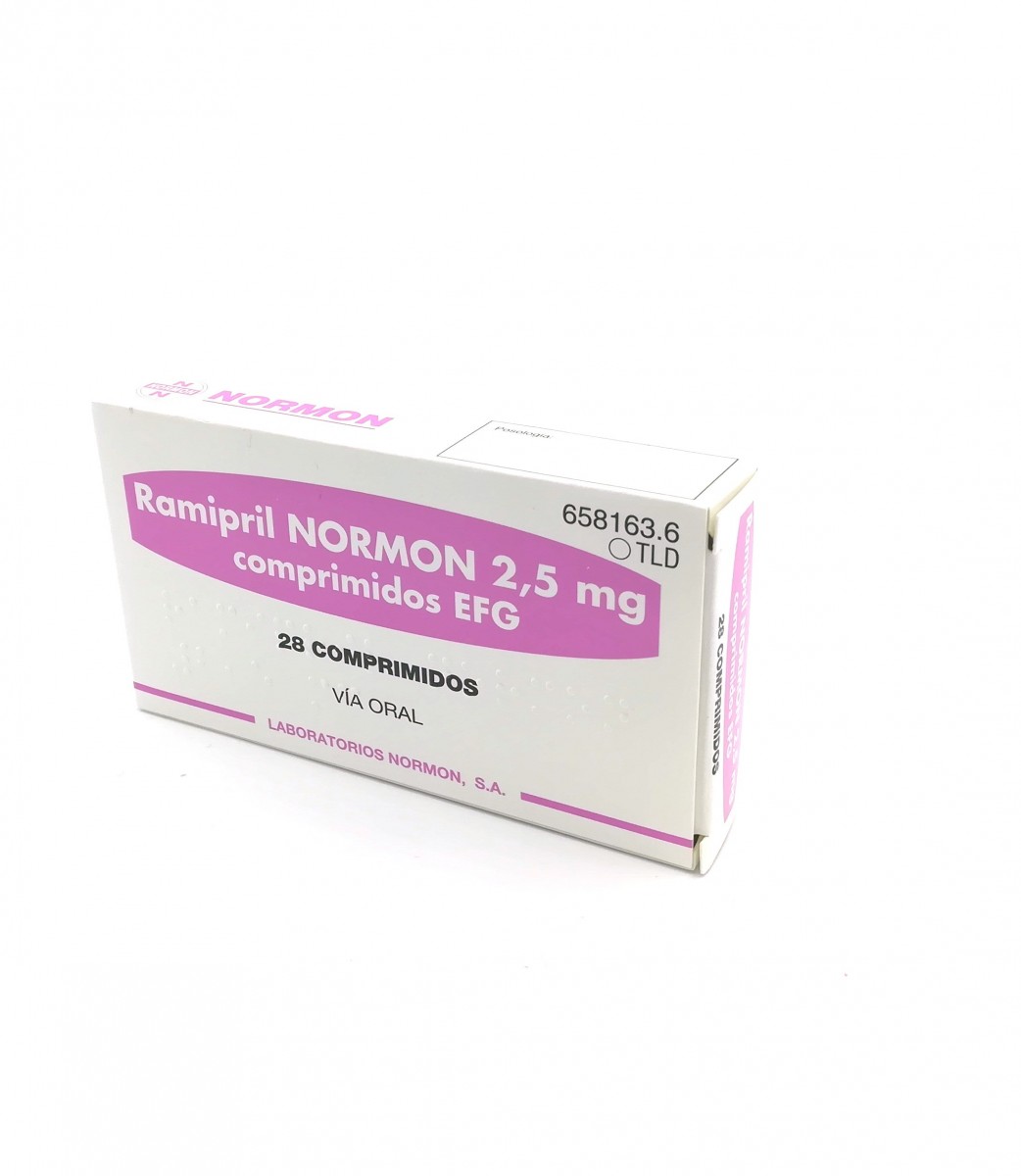 RAMIPRIL NORMON 2,5 mg COMPRIMIDOS EFG, 28 comprimidos fotografía del envase.