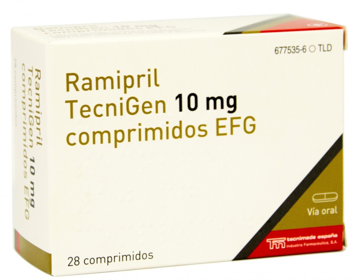 RAMIPRIL TECNIGEN 10 mg COMPRIMIDOS EFG, 28 comprimidos fotografía del envase.