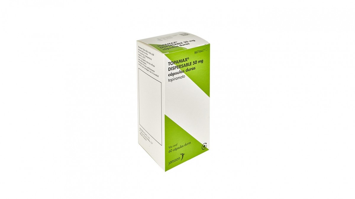 TOPAMAX  DISPERSABLE 50 mg CAPSULAS DURAS , 60 cápsulas fotografía del envase.