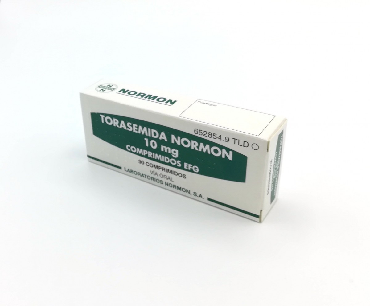 TORASEMIDA NORMON 10 mg COMPRIMIDOS EFG , 500 comprimidos fotografía del envase.