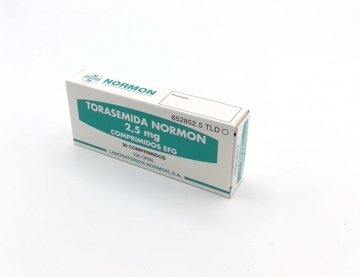 TORASEMIDA NORMON 2,5 mg COMPRIMIDOS EFG, 30 comprimidos fotografía del envase.
