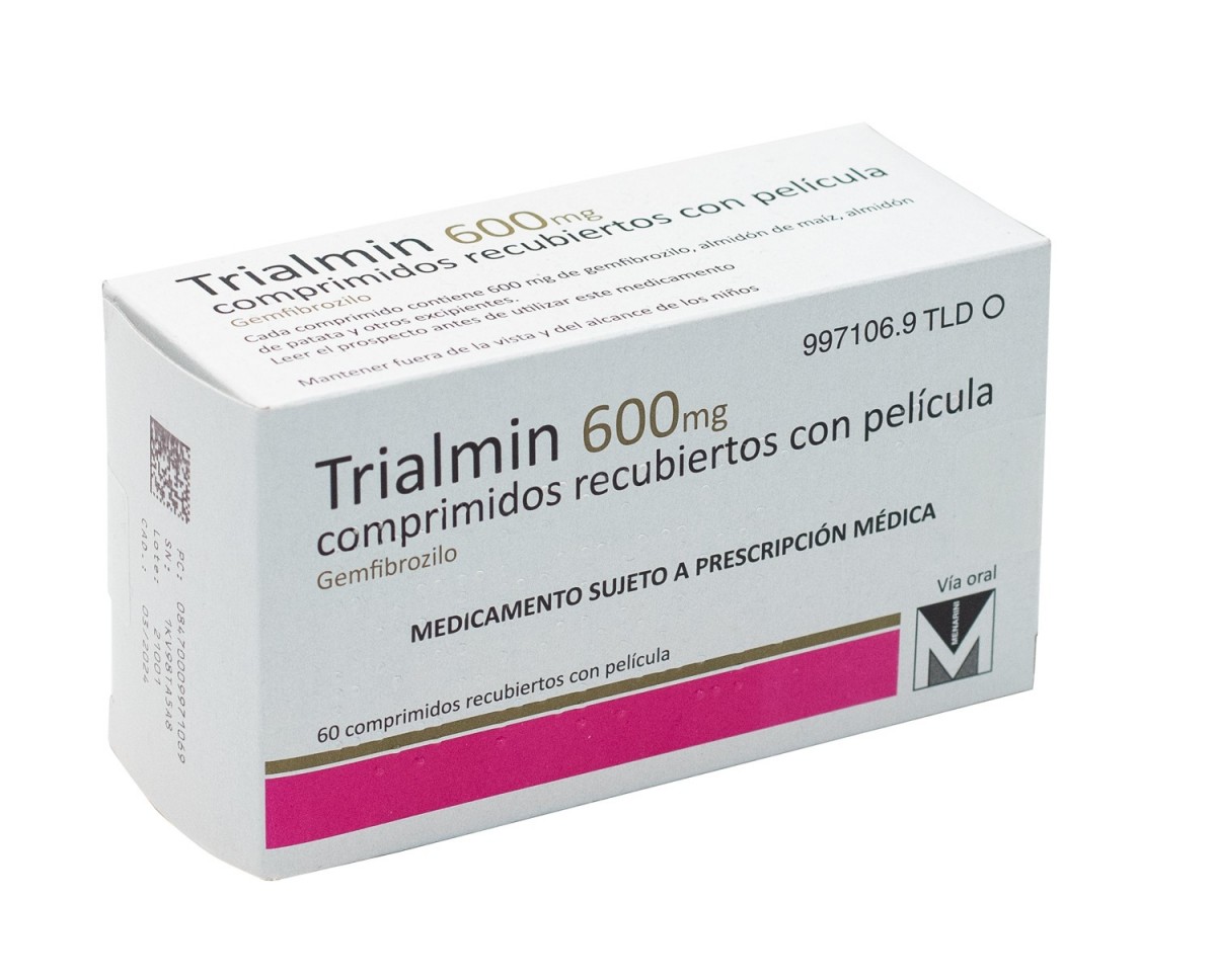 TRIALMIN 600 mg COMPRIMIDOS RECUBIERTOS CON PELICULA, 60 comprimidos fotografía del envase.