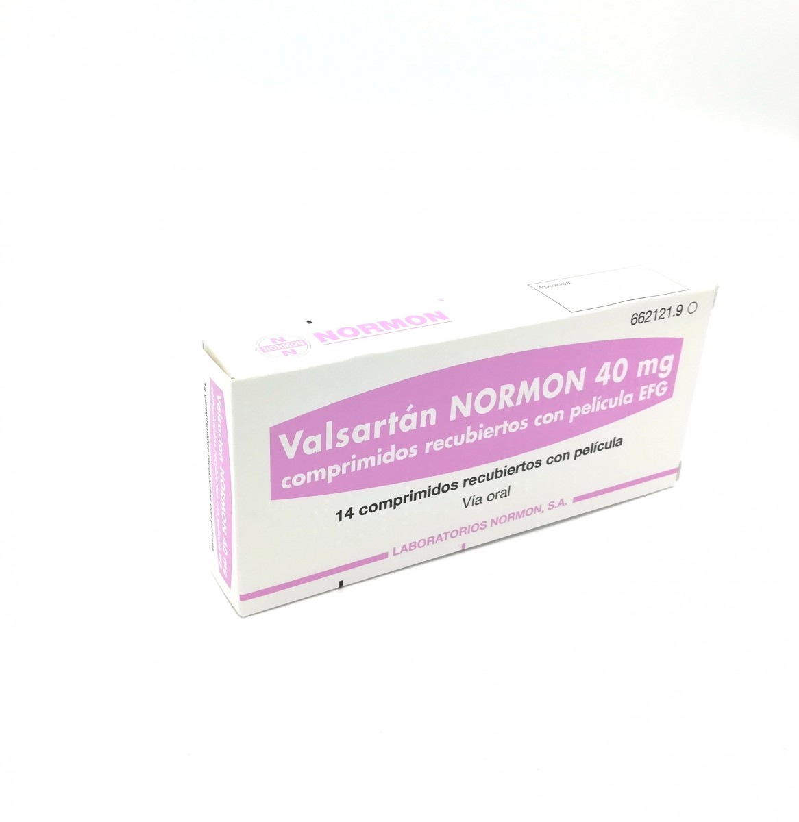 VALSARTAN NORMON 40 mg COMPRIMIDOS RECUBIERTOS CON PELICULA EFG , 14 comprimidos fotografía del envase.