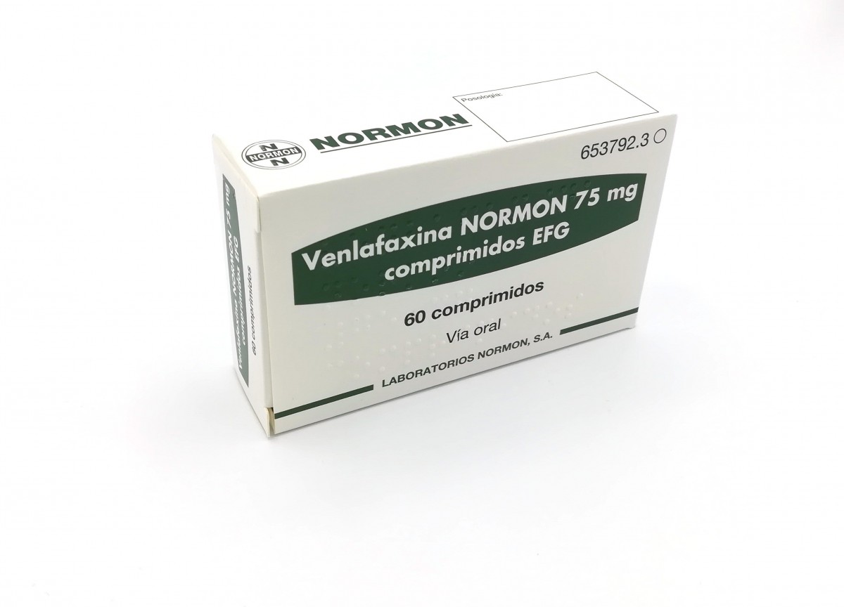VENLAFAXINA NORMON 75 mg COMPRIMIDOS EFG , 60 comprimidos fotografía del envase.