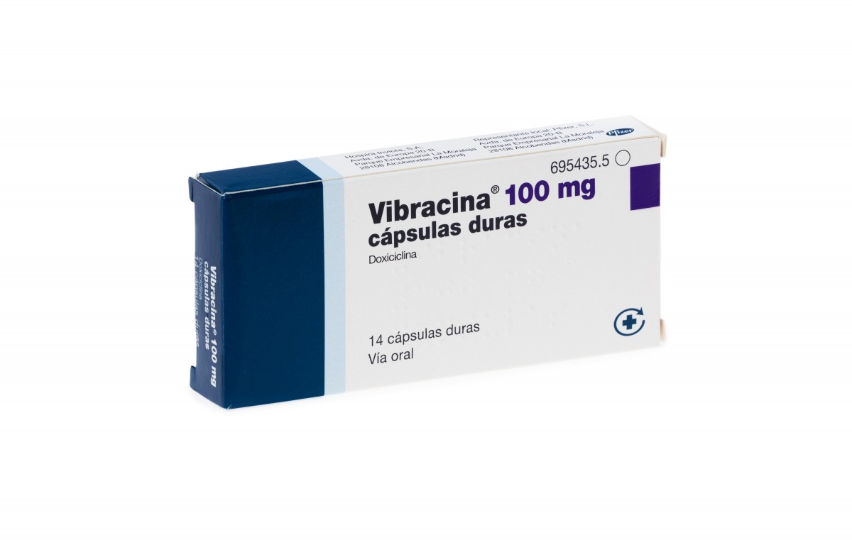 VIBRACINA 100 mg CÁPSULAS DURAS , 12 cápsulas fotografía del envase.