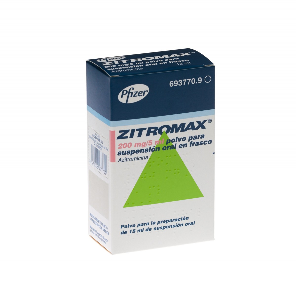 ZITROMAX 200 mg/5 ml POLVO PARA SUSPENSION ORAL EN FRASCO, 1 frasco de 37,5 ml fotografía del envase.