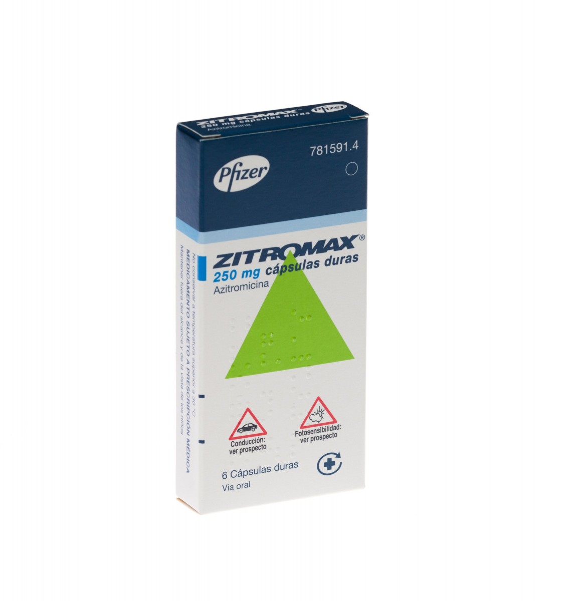 ZITROMAX 250 mg CAPSULAS DURAS, 6 cápsulas fotografía del envase.