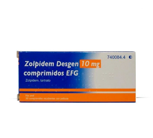 ZOLPIDEM DESGEN 10 mg COMPRIMIDOS RECUBIERTOS CON PELICULA EFG , 500 comprimidos fotografía del envase.