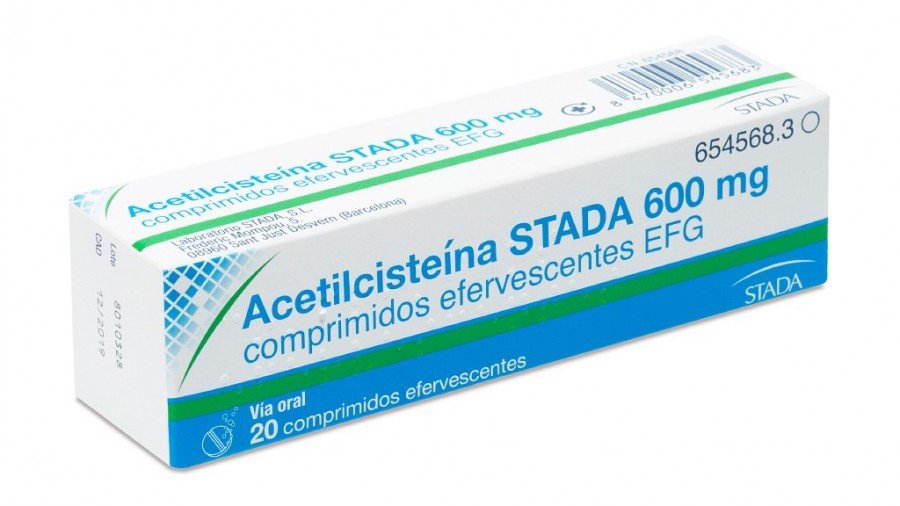 ACETILCISTEINA STADA 600 mg COMPRIMIDOS EFERVESCENTES EFG , 20 comprimidos (tubo) fotografía del envase.
