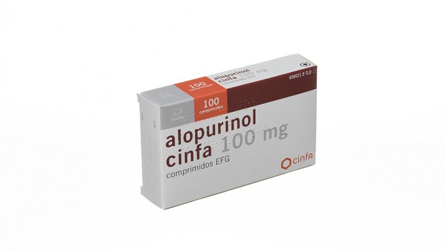 ALOPURINOL CINFA 100 mg COMPRIMIDOS EFG, 100 comprimidos fotografía del envase.