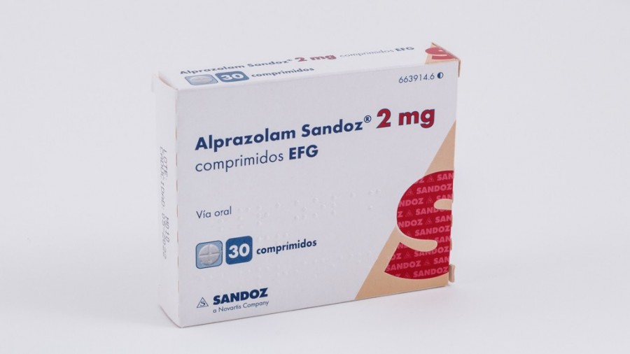ALPRAZOLAM SANDOZ 2 mg COMPRIMIDOS EFG, 30 comprimidos fotografía del envase.