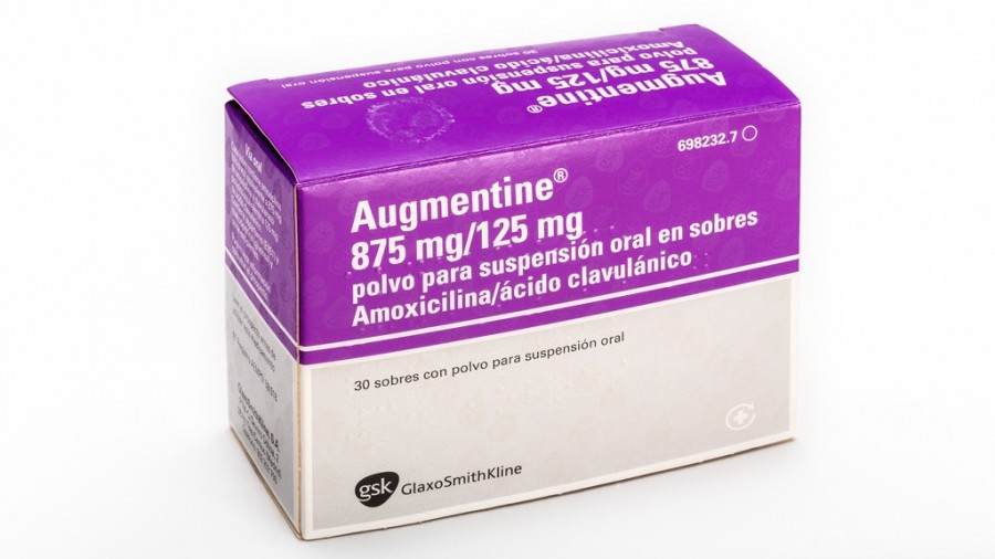 AUGMENTINE 875 mg/125 mg POLVO PARA SUSPENSION ORAL EN SOBRES , 30 sobres fotografía del envase.