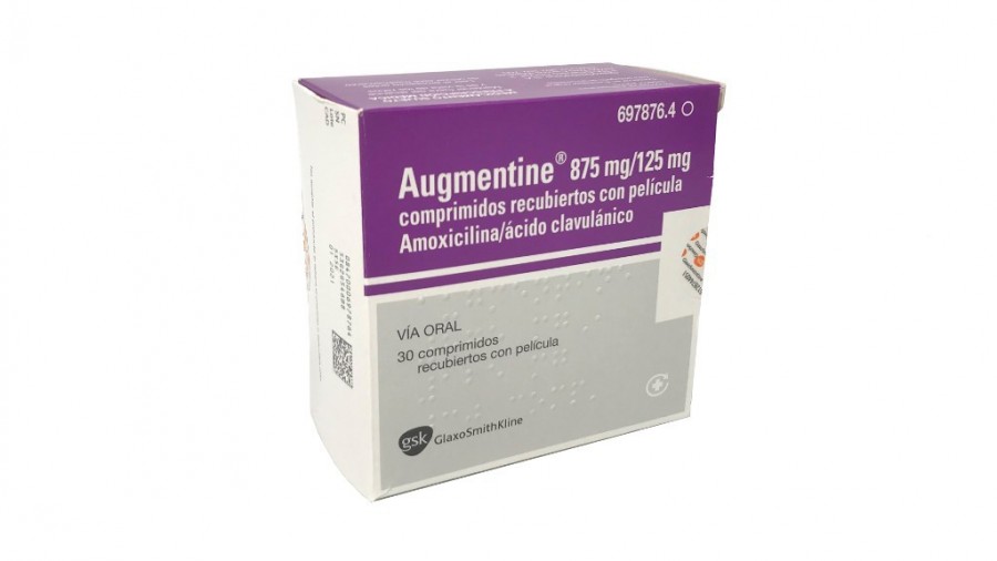 AUGMENTINE 875 mg/125 mg COMPRIMIDOS RECUBIERTOS CON PELICULA , 12 comprimidos fotografía del envase.