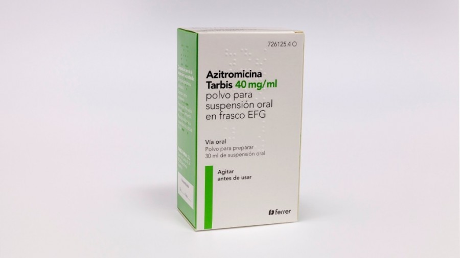 AZITROMICINA TARBIS 40 mg/ml POLVO PARA SUSPENSION ORAL EN FRASCO EFG , 1 frasco de 15 ml fotografía del envase.