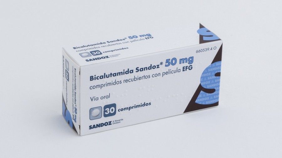 BICALUTAMIDA SANDOZ 50 mg COMPRIMIDOS RECUBIERTOS CON PELÍCULA EFG , 30 comprimidos fotografía del envase.