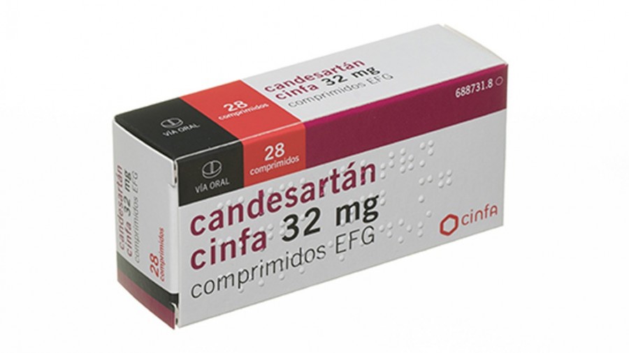CANDESARTAN CINFA 32 mg COMPRIMIDOS EFG, 28 comprimidos fotografía del envase.