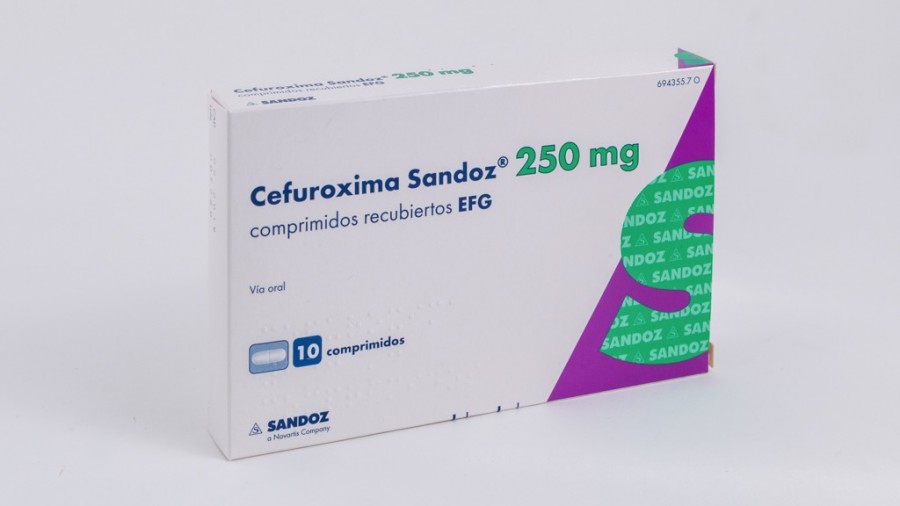 CEFUROXIMA SANDOZ 250 mg COMPRIMIDOS RECUBIERTOS EFG , 12 comprimidos (BLISTER) fotografía del envase.