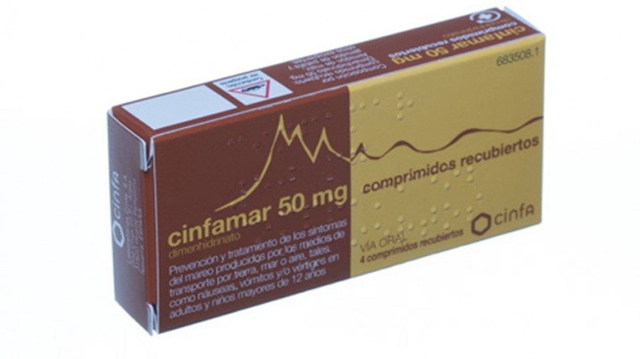 CINFAMAR 50 mg COMPRIMIDOS RECUBIERTOS , 4 comprimidos fotografía del envase.