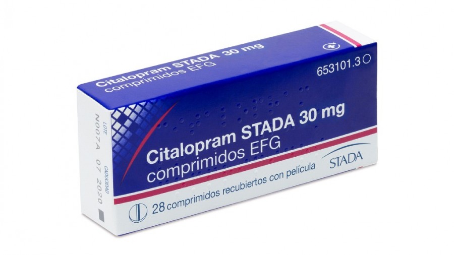 CITALOPRAM STADA 30  mg COMPRIMIDOS RECUBIERTOS CON PELICULA EFG , 28 comprimidos fotografía del envase.