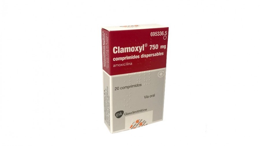 CLAMOXYL 750 mg COMPRIMIDOS DISPERSABLES , 12 comprimidos fotografía del envase.