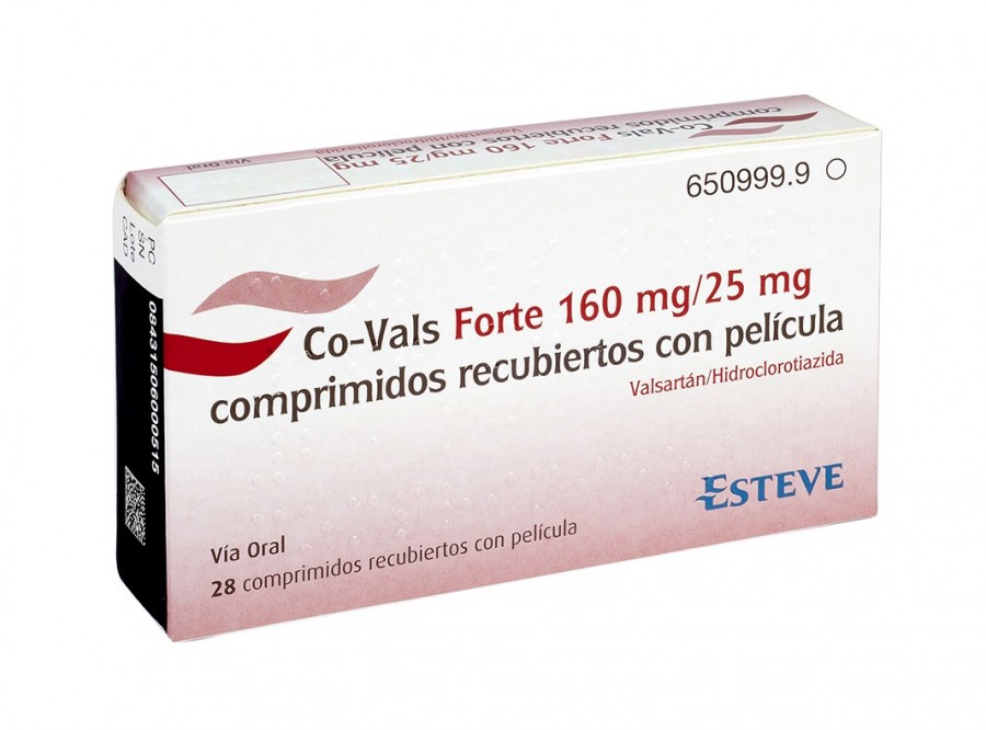 CO-VALS FORTE 160 mg/25 mg COMPRIMIDOS RECUBIERTOS CON PELICULA, 28 comprimidos fotografía del envase.