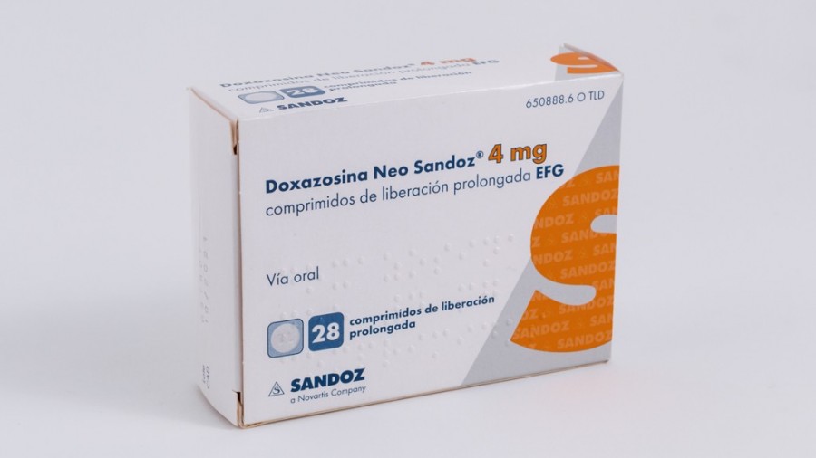 DOXAZOSINA NEO SANDOZ 4 mg COMPRIMIDOS DE LIBERACION PROLONGADA EFG, 28 comprimidos fotografía del envase.