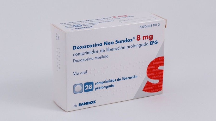 DOXAZOSINA NEO SANDOZ 8 mg COMPRIMIDOS DE LIBERACION PROLONGADA EFG, 28 comprimidos fotografía del envase.