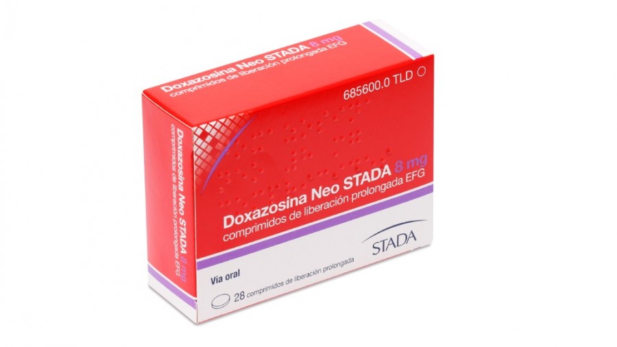 DOXAZOSINA NEO STADA 8 mg COMPRIMIDOS DE LIBERACION PROLONGADA EFG, 28 comprimidos fotografía del envase.