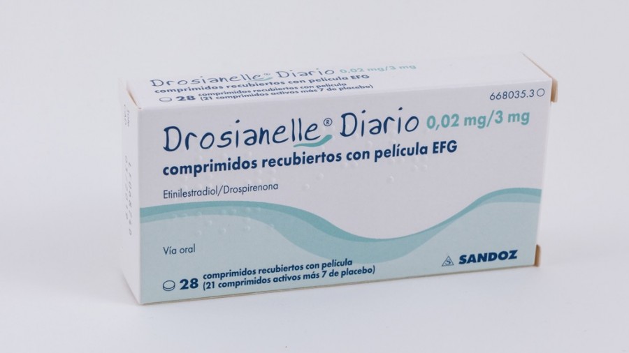 DROSIANELLE DIARIO 0.02 mg/3 mg COMPRIMIDOS RECUBIERTOS CON PELICULA EFG, 84 (3 x 28) comprimidos fotografía del envase.