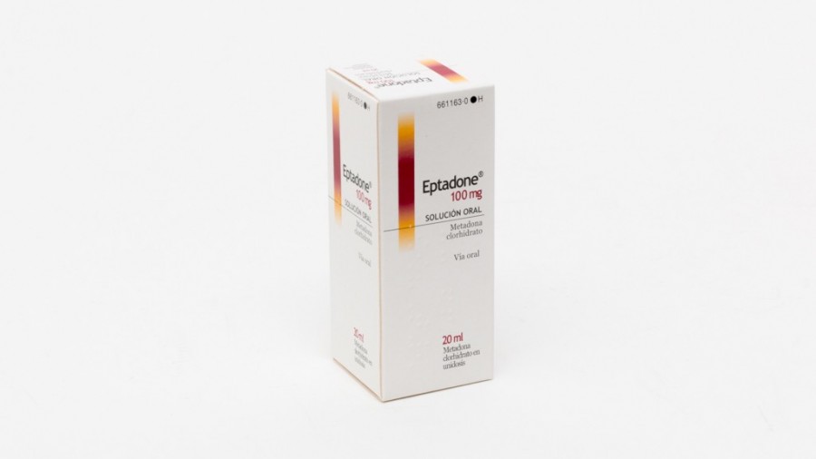EPTADONE 100 mg SOLUCION ORAL, 1 frasco unidosis de 20 ml fotografía del envase.