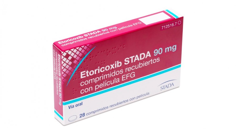 ETORICOXIB STADA 90 MG COMPRIMIDOS RECUBIERTOS CON PELICULA EFG, 28 comprimidos fotografía del envase.
