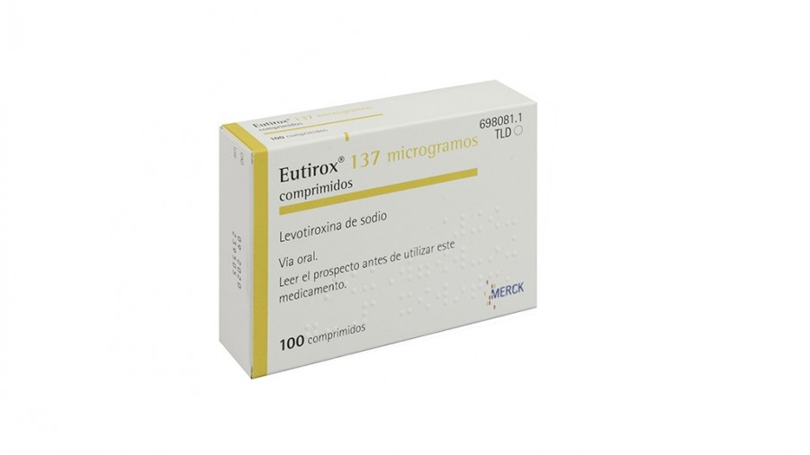 EUTIROX 137 microgramos COMPRIMIDOS , 100 comprimidos fotografía del envase.