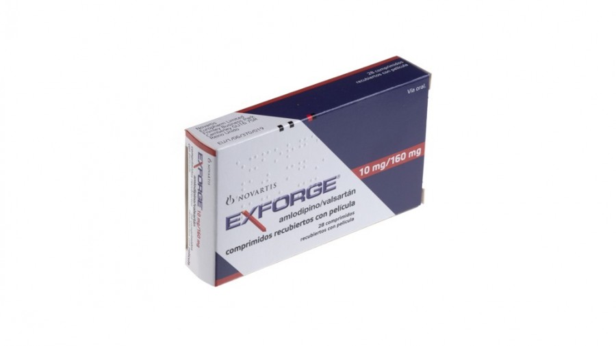 EXFORGE 10 mg/160 mg COMPRIMIDOS RECUBIERTOS CON PELICULA, 28 comprimidos fotografía del envase.